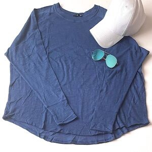 Women's Long Sleeved Thumb Hole Active Yoga Top Free people style Blue L